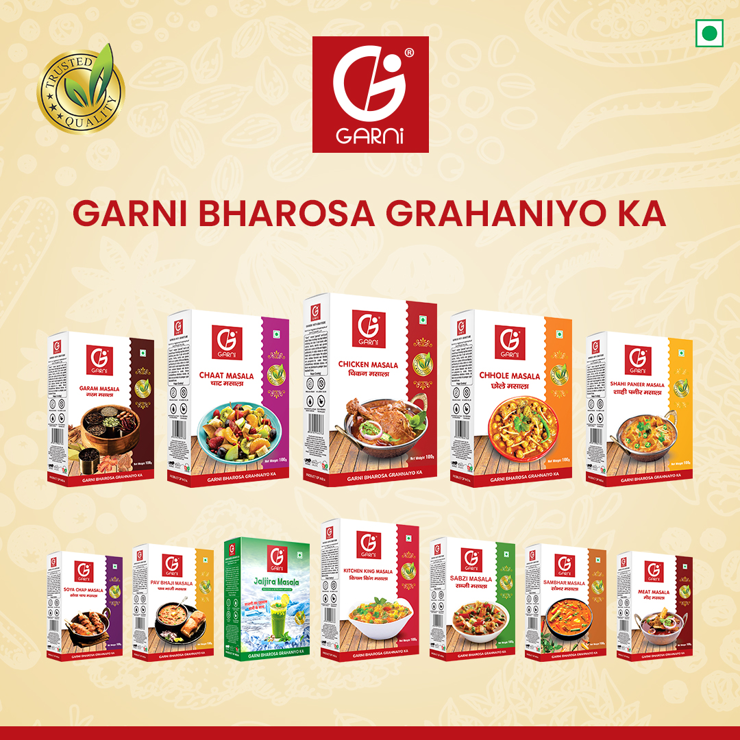 Garni Chhole Masala | Kashmiri Chilli  | Garam Masala | Kitchen King | Blended with Cold Grinding Technology | Premium Grade | No Added Colour | 4 X 100G