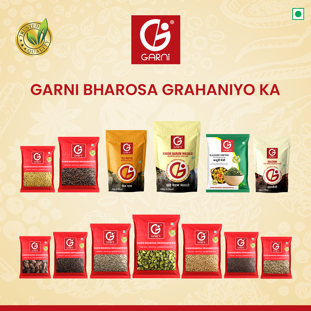 Garni Black Pepper Whole | Clove | Ajwain Sabut | Mustard Seed (RAI) | Traditional Whole Indian Spices | Authentic Taste and Strong Aroma | 4 X 100G