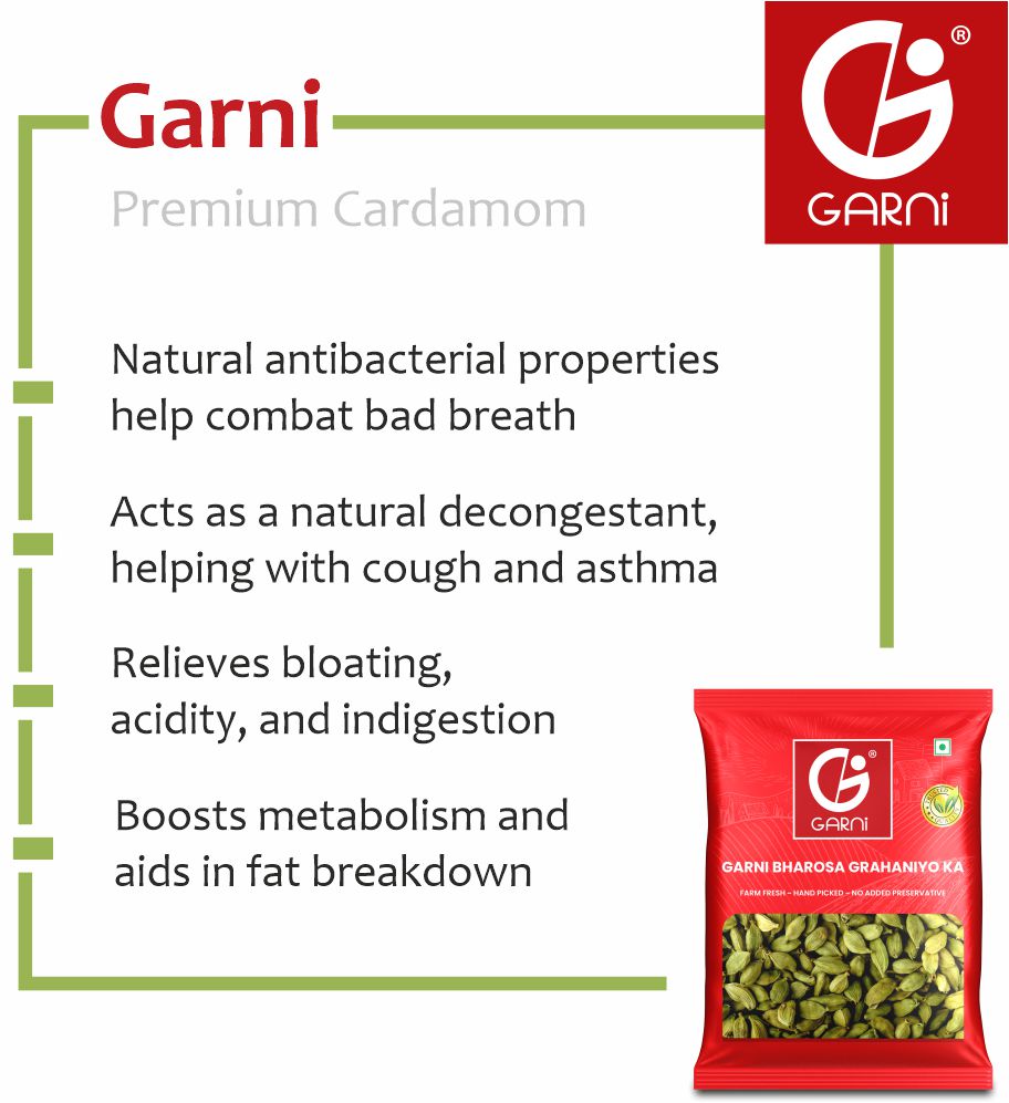 Garni Whole Green Cardamom (Elaichi), 50G